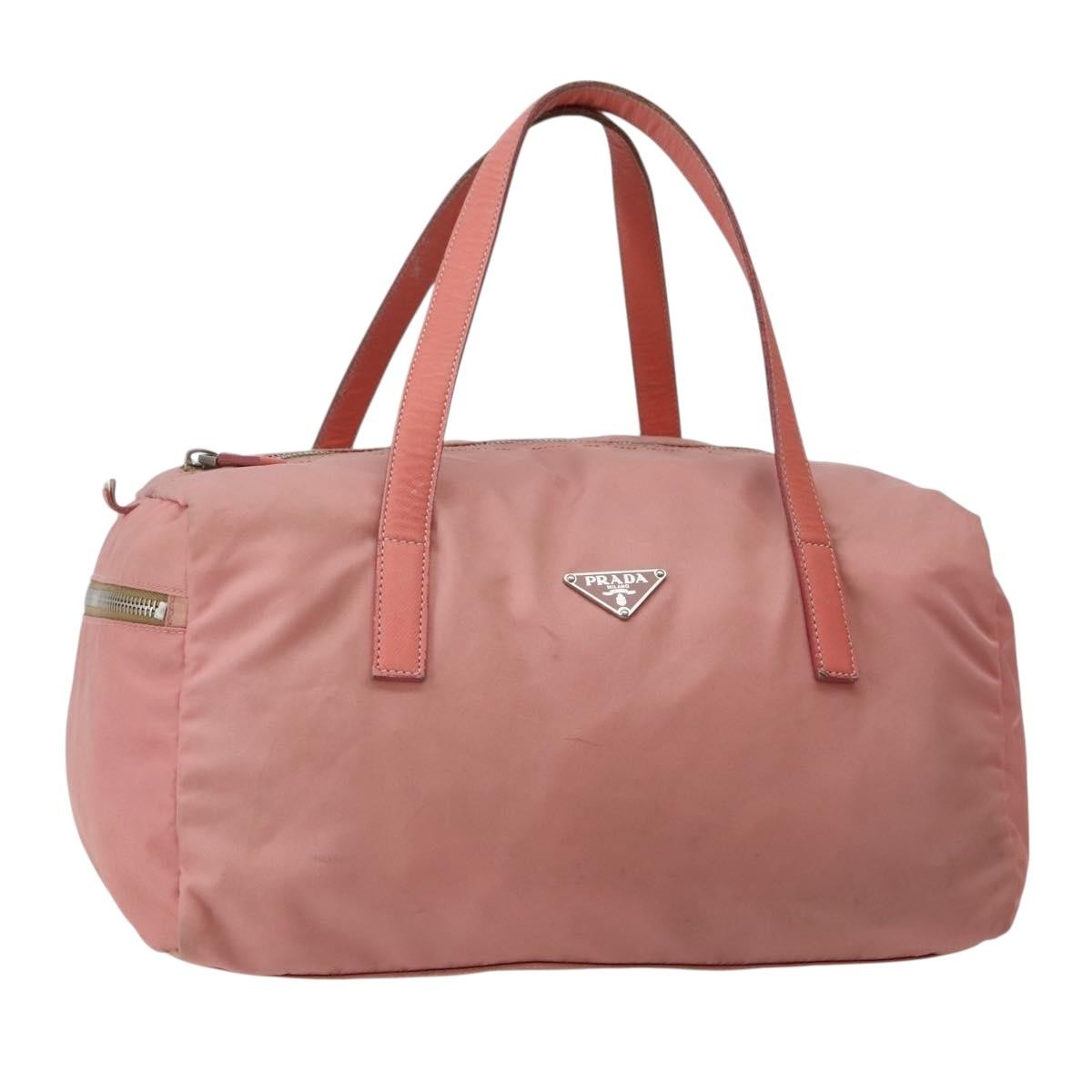 Prada Side Pocket Bauletto Bag Nylon with Leather, PINK, NYLON, Handbag