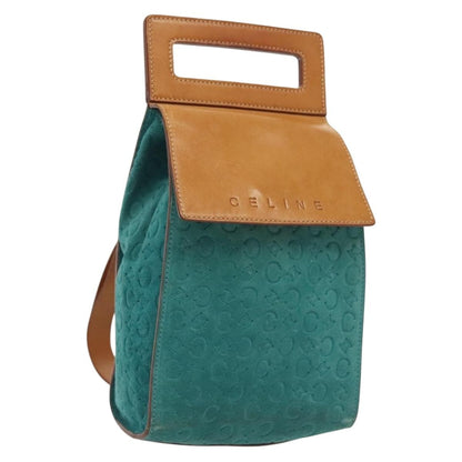 Celine Macadam Shoulder Bag Canvas, TURQUOISE, SUEDE, Shoulder bag