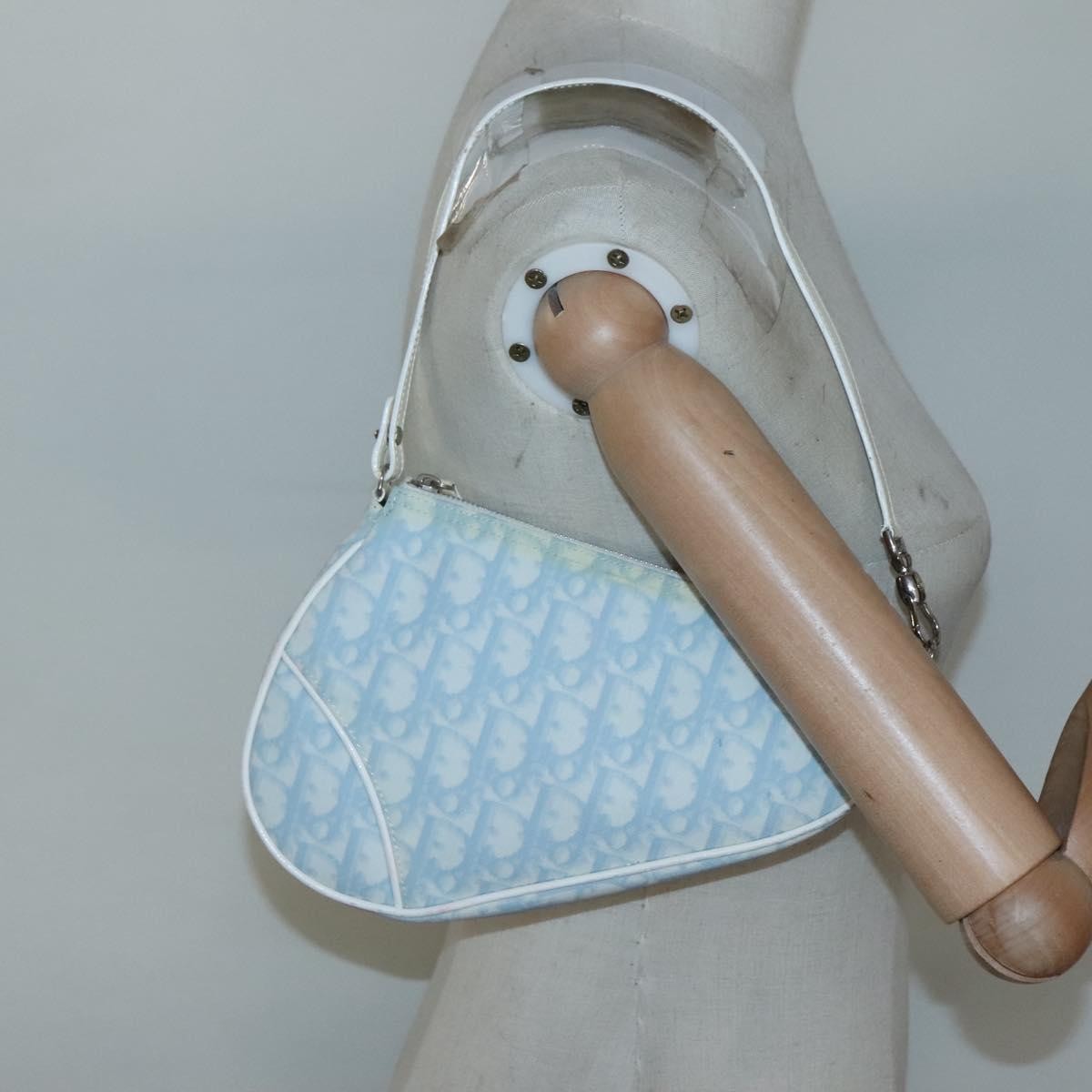 Christian Dior Vintage Saddle Bag Diorissimo Canvas, BLUE, CANVAS, Clutche & pouche