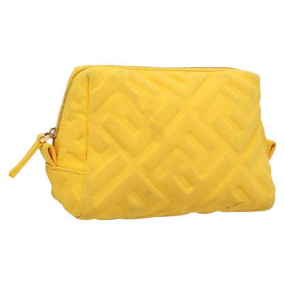 Fendi Vintage Toiletry Pouch Nylon, YELLOW, NYLON, Clutche & pouche