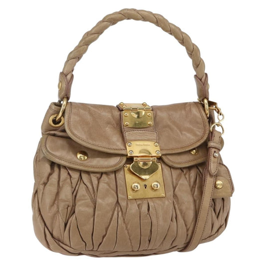 Miu Miu Coffer Convertible Hobo Matelasse Leather, BEIGE, LEATHER, Handbag