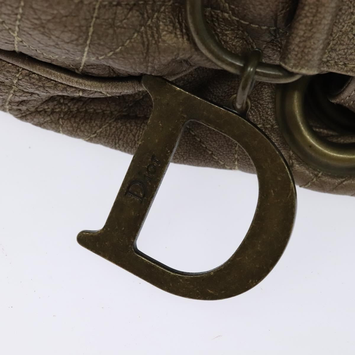 Christian Dior Drawstring Bucket Bag Cannage Quilt Leather, BROWN, LEATHER, Shoulder bag