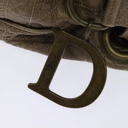 Christian Dior Drawstring Bucket Bag Cannage Quilt Leather, BROWN, LEATHER, Shoulder bag