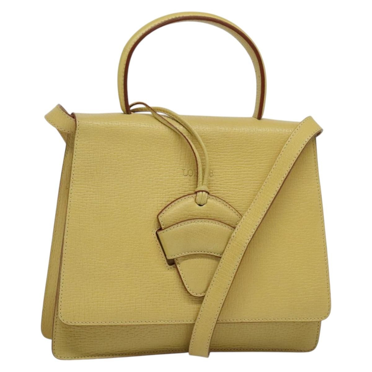 Loewe Barcelona Shoulder Bag Leather, YELLOW, LEATHER, Shoulder bag