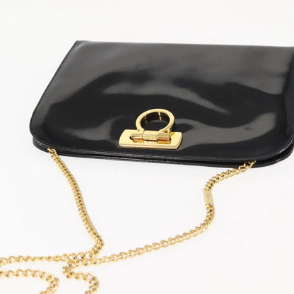 Salvatore Ferragamo Vintage Gancini Chain Shoulder Bag Patent Leather, BLACK, PATENT_LEATHER, Shoulder bag