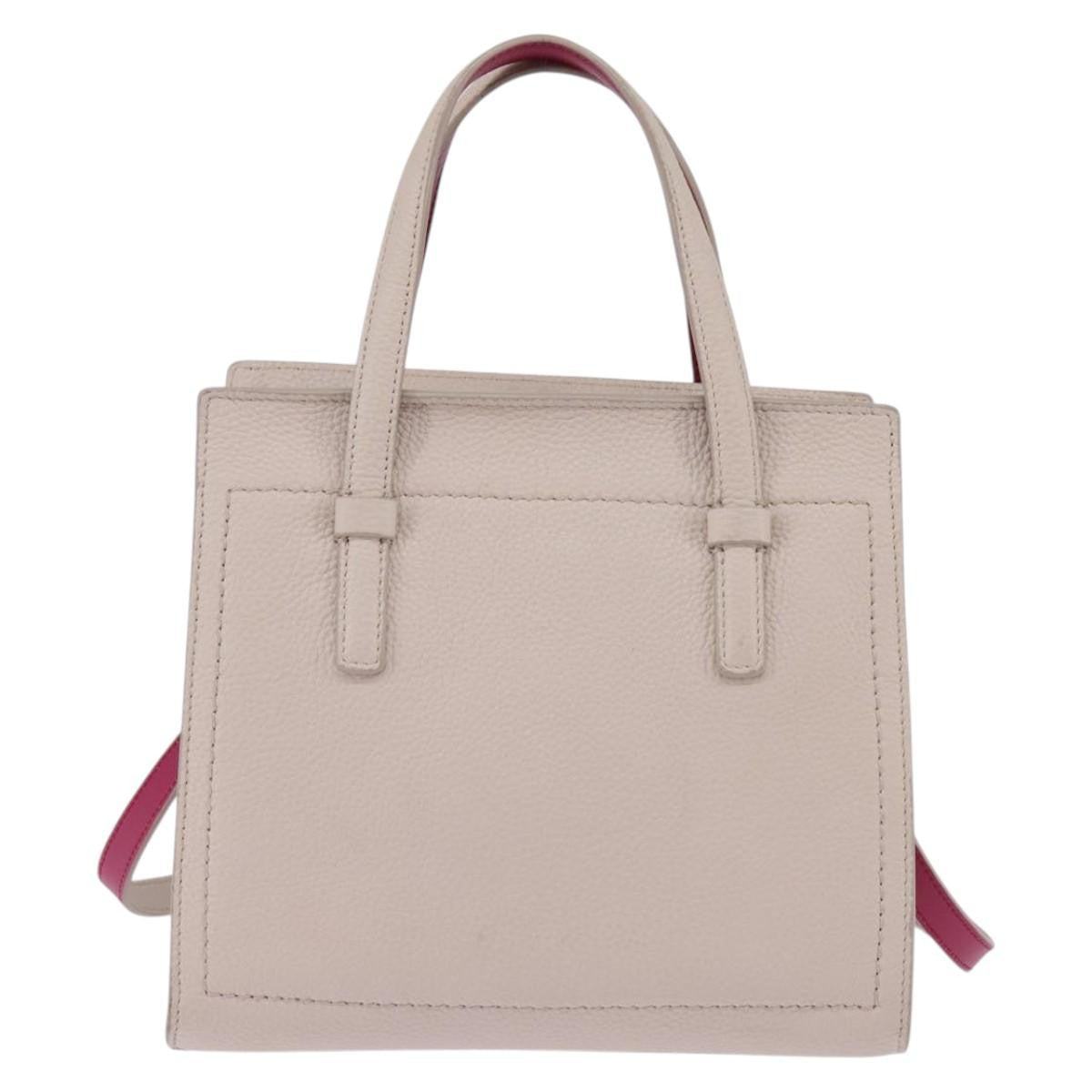 Salvatore Ferragamo Amy Tote Pebbled Leather, BEIGE, LEATHER, Handbag