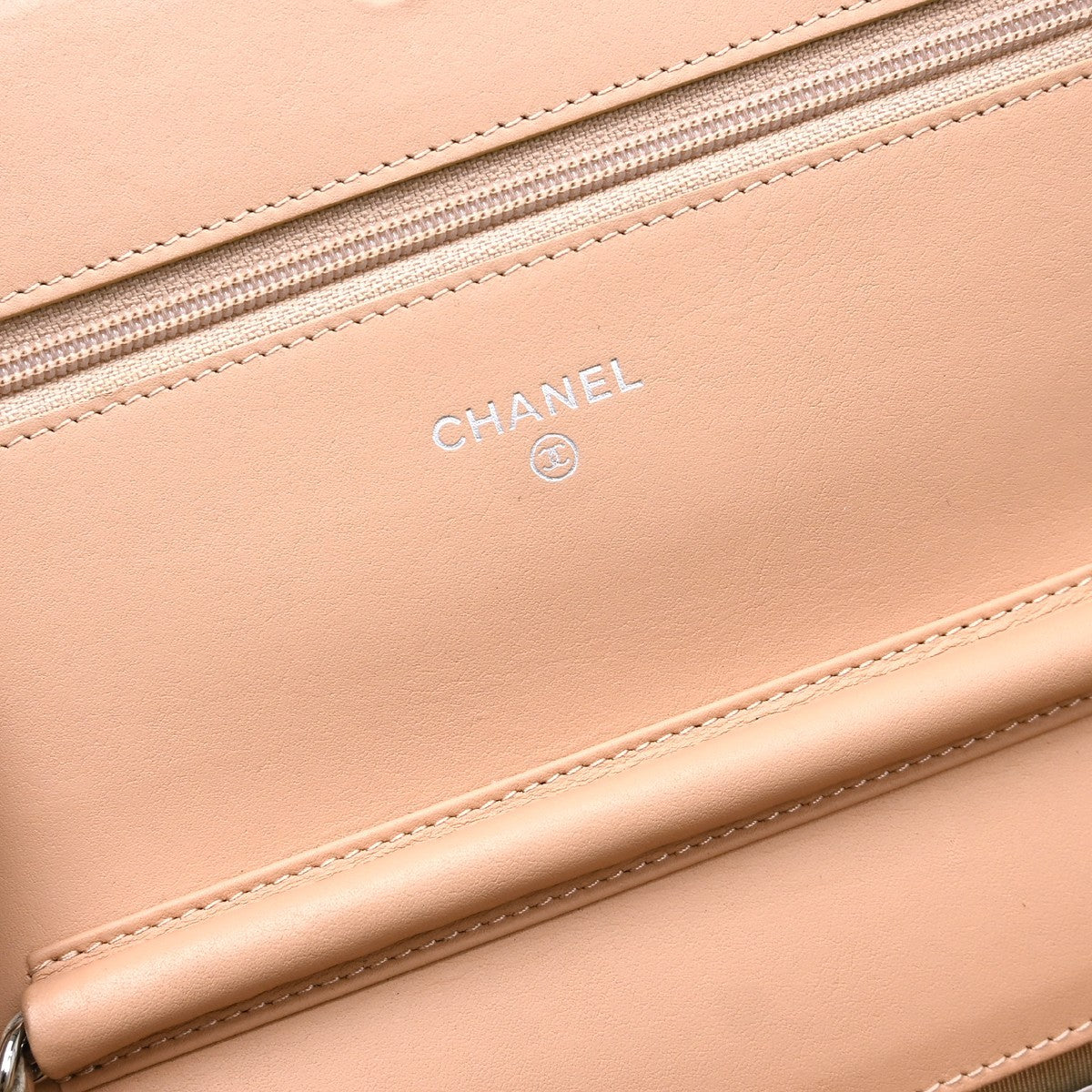 Chanel Logo Wallet on Chain Leather, Pink, Calfskin, Crossbody Bag