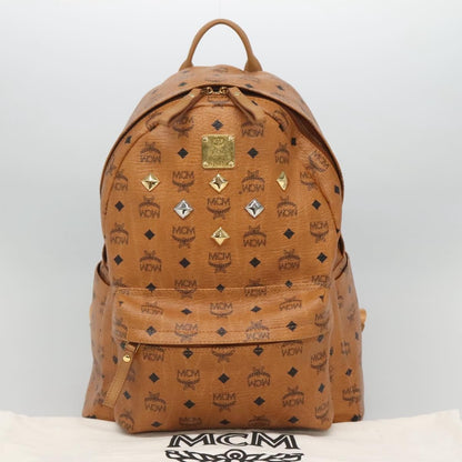 MCM Vicetos Logo PVC Cuir, BROWN, CANVAS, Backpack