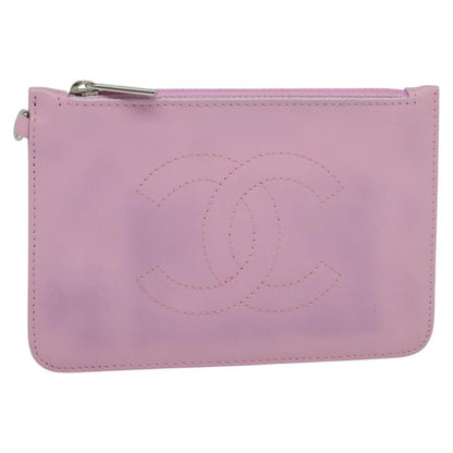 Chanel CC Zip Clutch Leather, Pink, Leather, Clutch