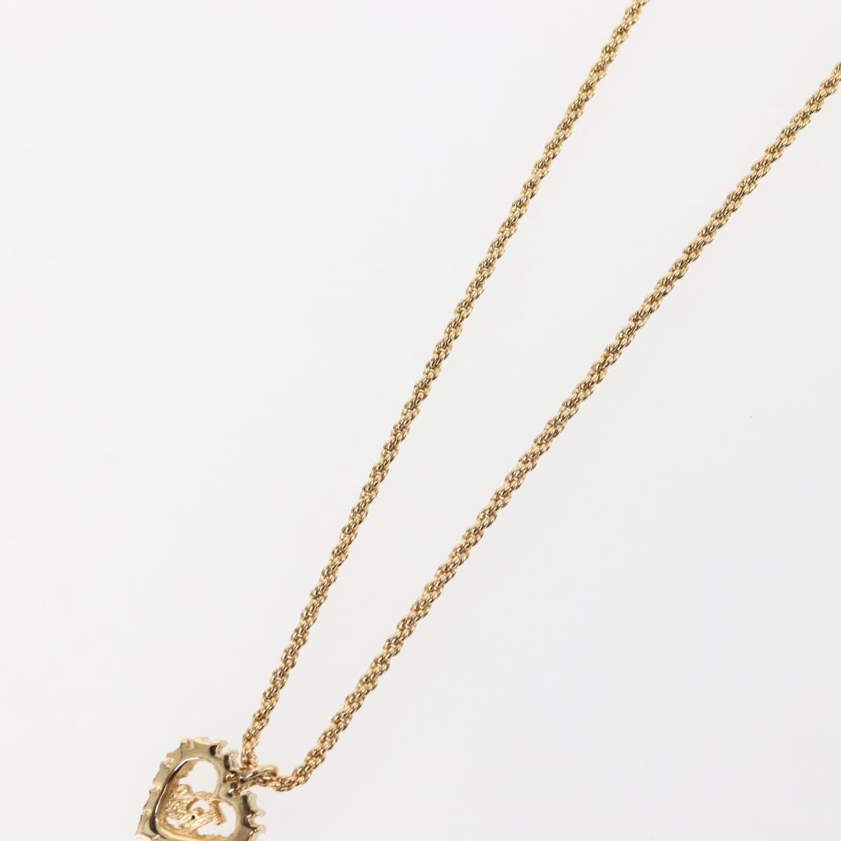 Christian Dior Vintage CD Heart Pendant Necklace Metal with Crystals, GOLD, METAL, Necklace
