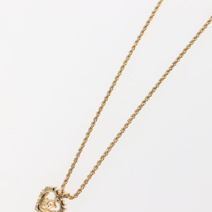 Christian Dior Vintage CD Heart Pendant Necklace Metal with Crystals, GOLD, METAL, Necklace