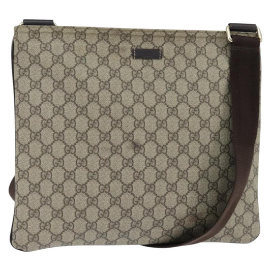 Gucci Zip Top Messenger Bag GG Coated Canvas, BEIGE, CANVAS, Shoulder bag