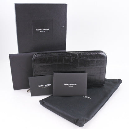 Saint Laurent Classic Zip Around Organizer Wallet Leather, BLACK, CALFSKIN, Wallets