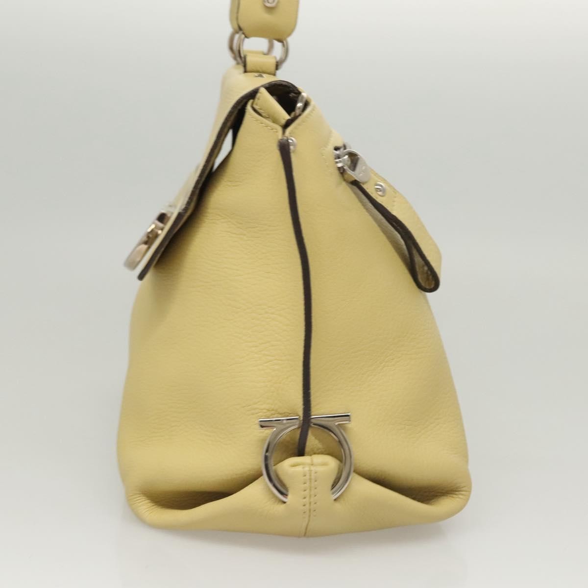 Salvatore Ferragamo Gancini handbag Leather, YELLOW, LEATHER, Handbag