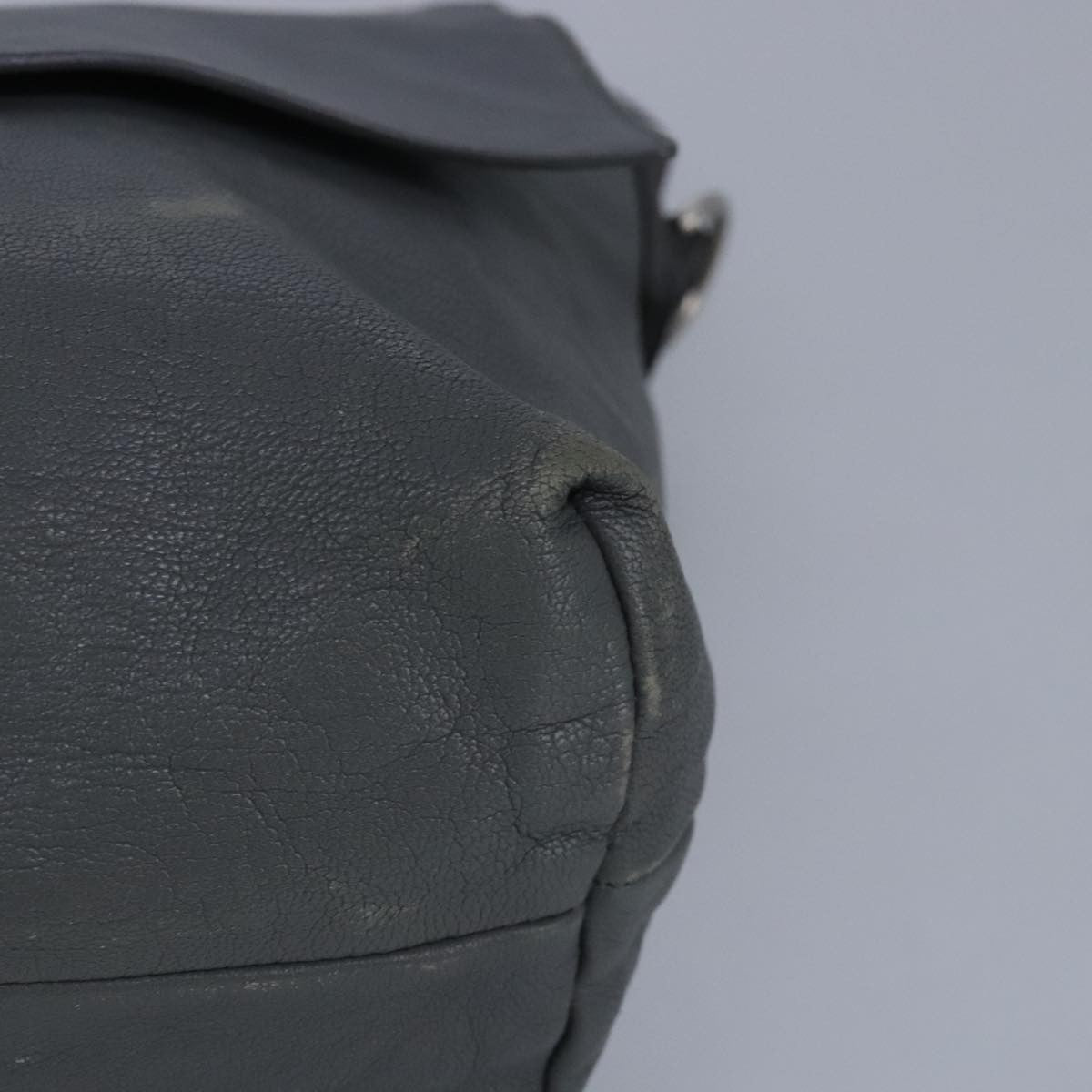 Celine Flap Shoulder Bag Leather, GRAY, LEATHER, Shoulder bag