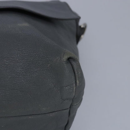 Celine Flap Shoulder Bag Leather, GRAY, LEATHER, Shoulder bag