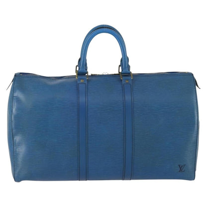 Louis Vuitton Keepall Bag Epi Leather, BLUE, LEATHER, Travel bag