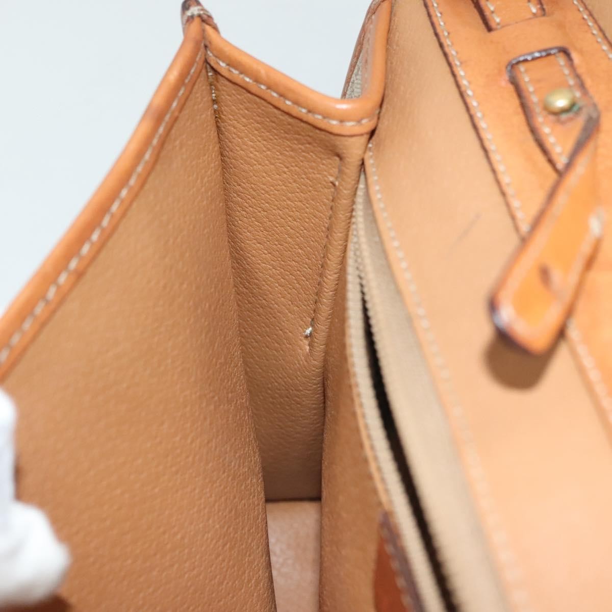 Celine Vintage Macadam Shoulder Bag Canvas and Leather, BEIGE, CANVAS, Shoulder bag