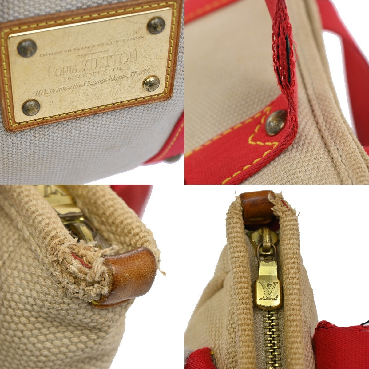 Louis Vuitton Cabas Canvas, RED, CANVAS, Tote bag