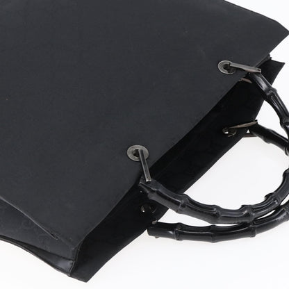Gucci Vintage Bamboo Handle Tote GG Nylon, BLACK, NYLON, Tote bag