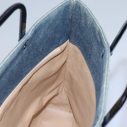 Chanel Chocolate Bar Tote Quilted Canvas, BLUE, CANVAS, Tote bag