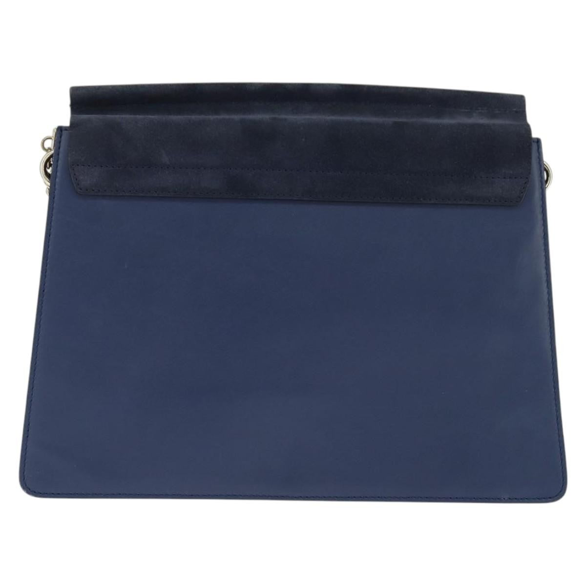 Chloe Faye Shoulder Bag Leather and Suede, NAVY, LEATHER, Shoulder bag