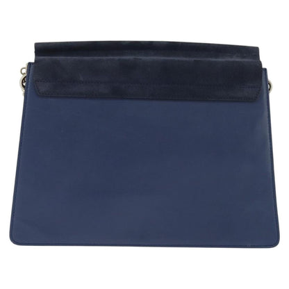 Chloe Faye Shoulder Bag Leather and Suede, NAVY, LEATHER, Shoulder bag