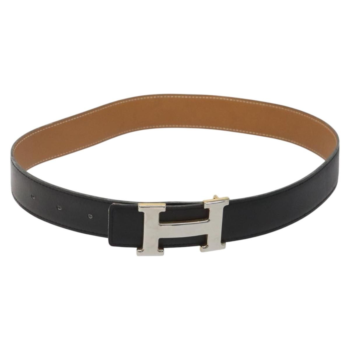 Hermes Constance Belt Leather, BLACK, LEATHER, Belts