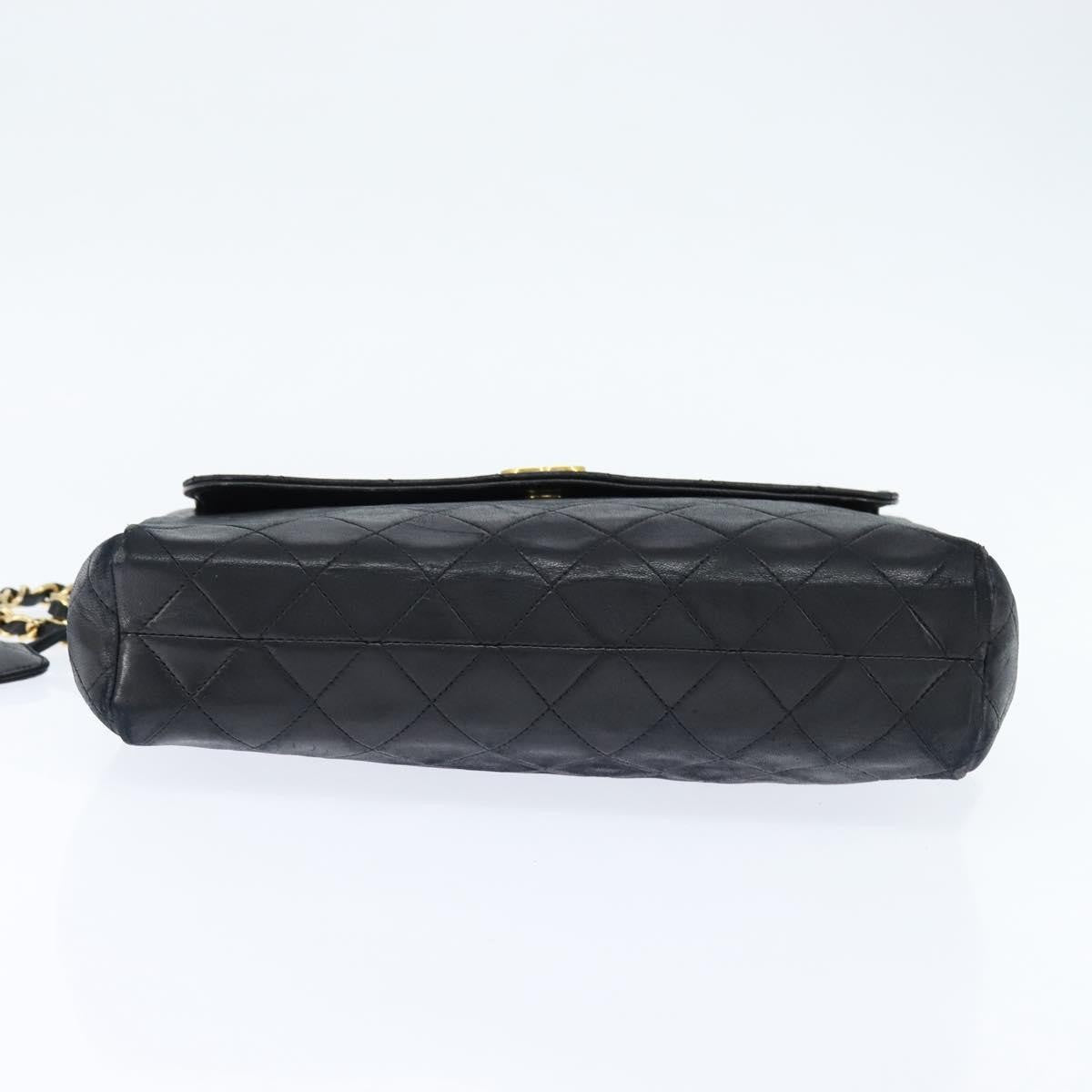 Chanel Vintage Front Pocket Shoulder Bag Quilted Lambskin, BLACK, LEATHER, Shoulder bag