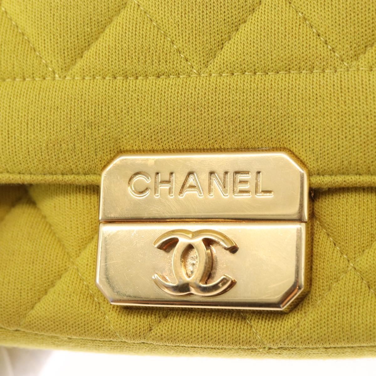 Chanel Chic With Me Flap Bag Quilted Jersey, YELLOW, COTTON, Shoulder bag