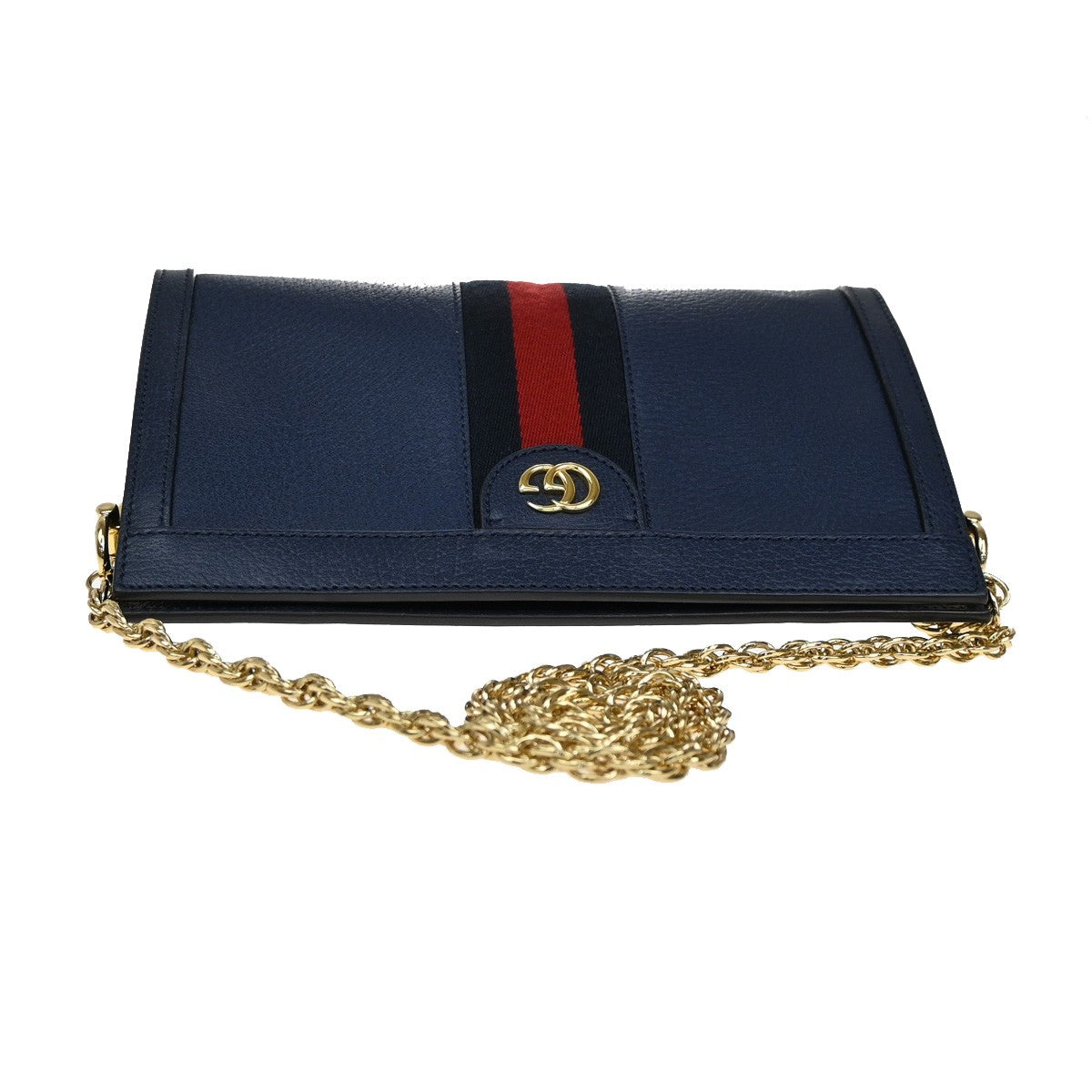 Gucci Ophidia Chain Shoulder Bag Leather, NAVY, LEATHER, Shoulder bag