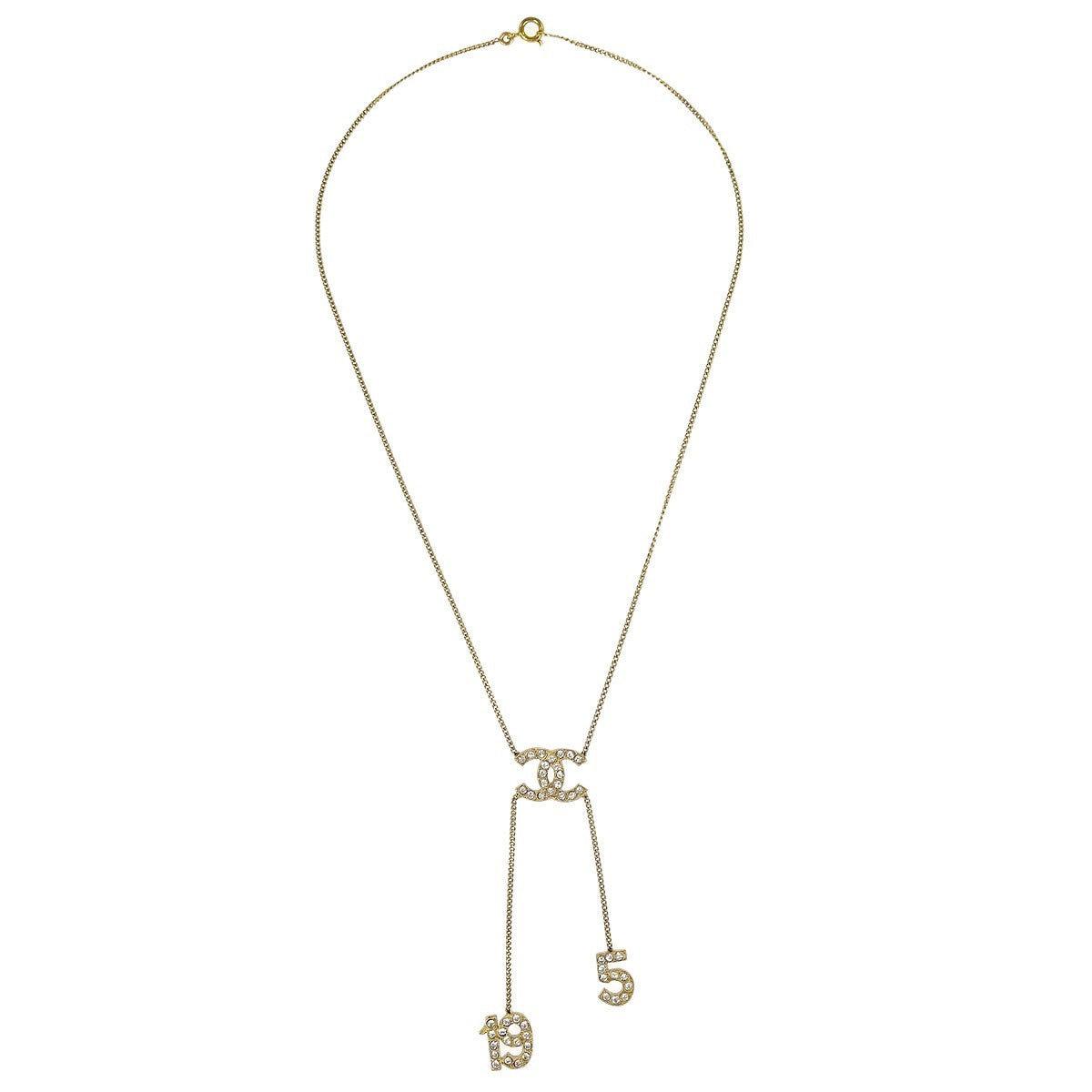Chanel CC No.5  Pendant Necklace Metal with Crystals, GOLD, GOLD_PLATED, Pendant & Charms