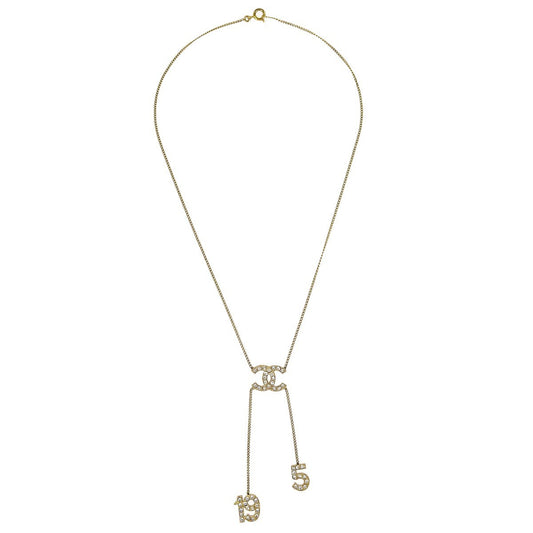 Chanel CC No.5  Pendant Necklace Metal with Crystals, GOLD, GOLD_PLATED, Pendant & Charms