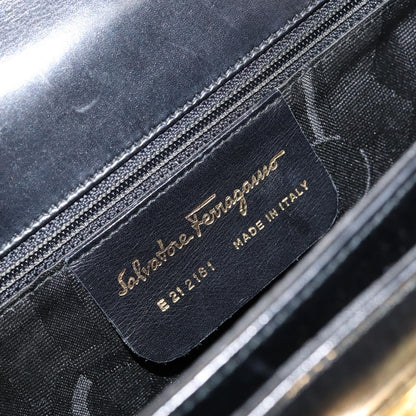 Salvatore Ferragamo Convertible Top Handle Bag Leather, BLACK, LEATHER, Handbag