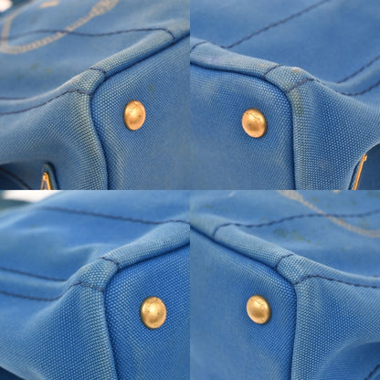Prada Canapa Convertible Tote Canvas, BLUE, CANVAS, Tote bag