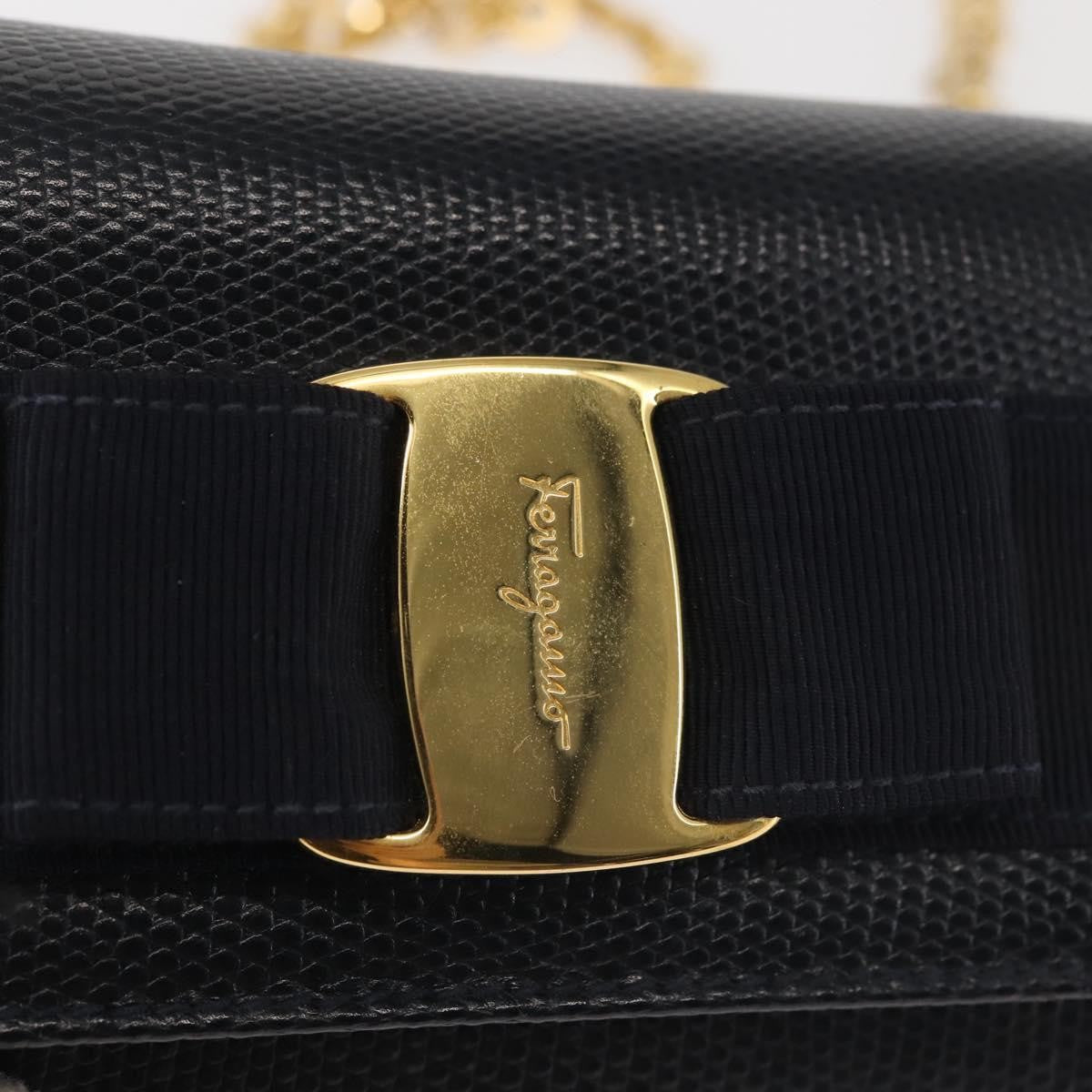 Salvatore Ferragamo Chain Flap Shoulder Bag Leather, BLACK, LEATHER, Shoulder bag