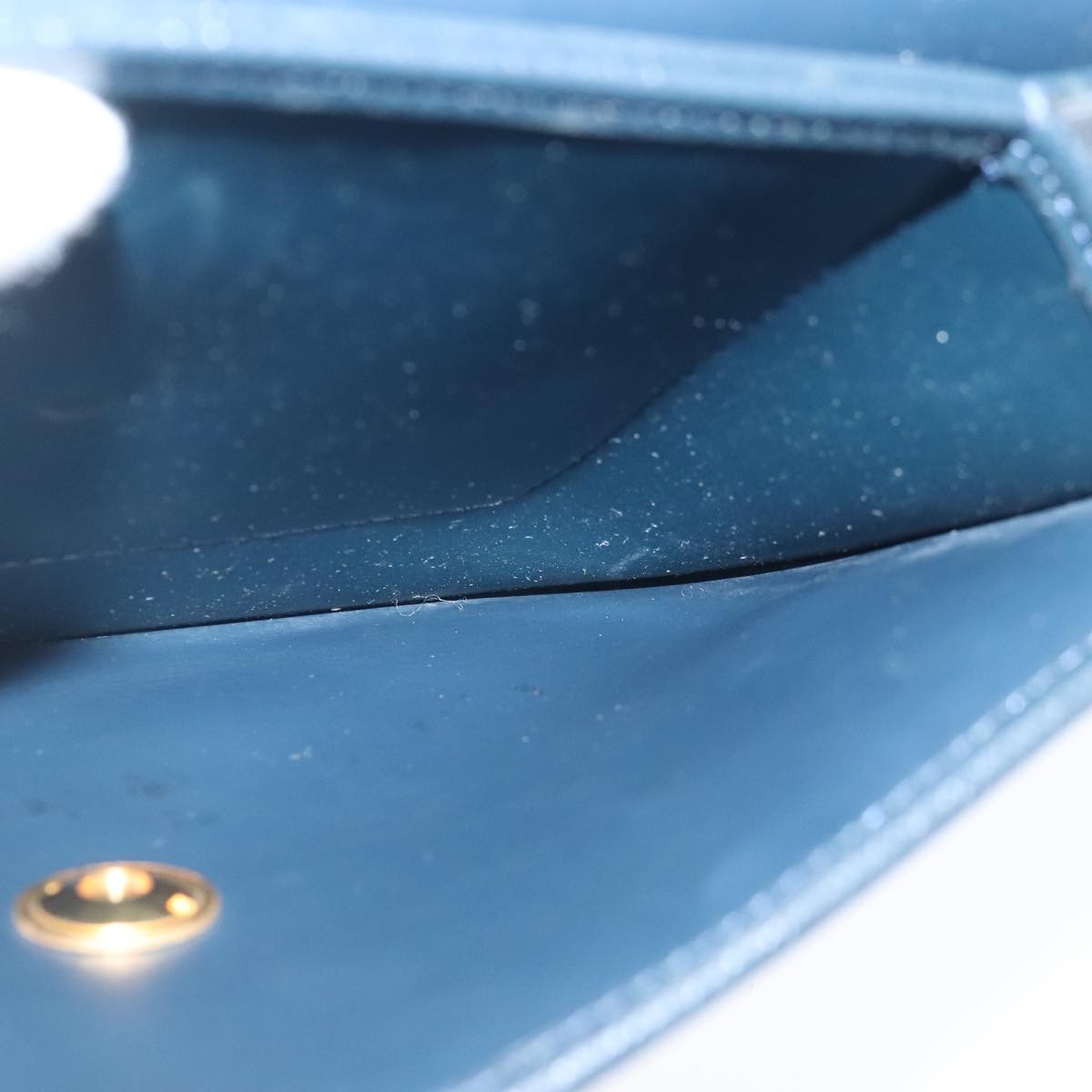 Christian Dior Vintage CD Chain Flap Shoulder Bag Leather, NAVY, LEATHER, Shoulder bag