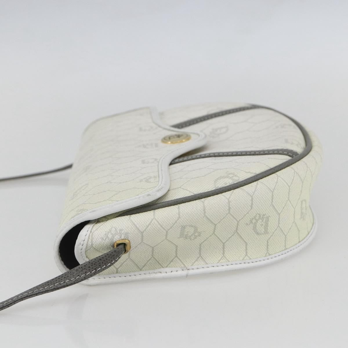 Christian Dior Vintage Honeycomb Flap Crossbody Bag Coated Canvas, WHITE, CANVAS, Shoulder bag