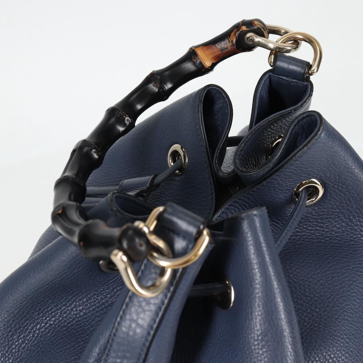 Gucci Miss Bamboo Bucket Bag Leather, BLUE, LEATHER, Handbag