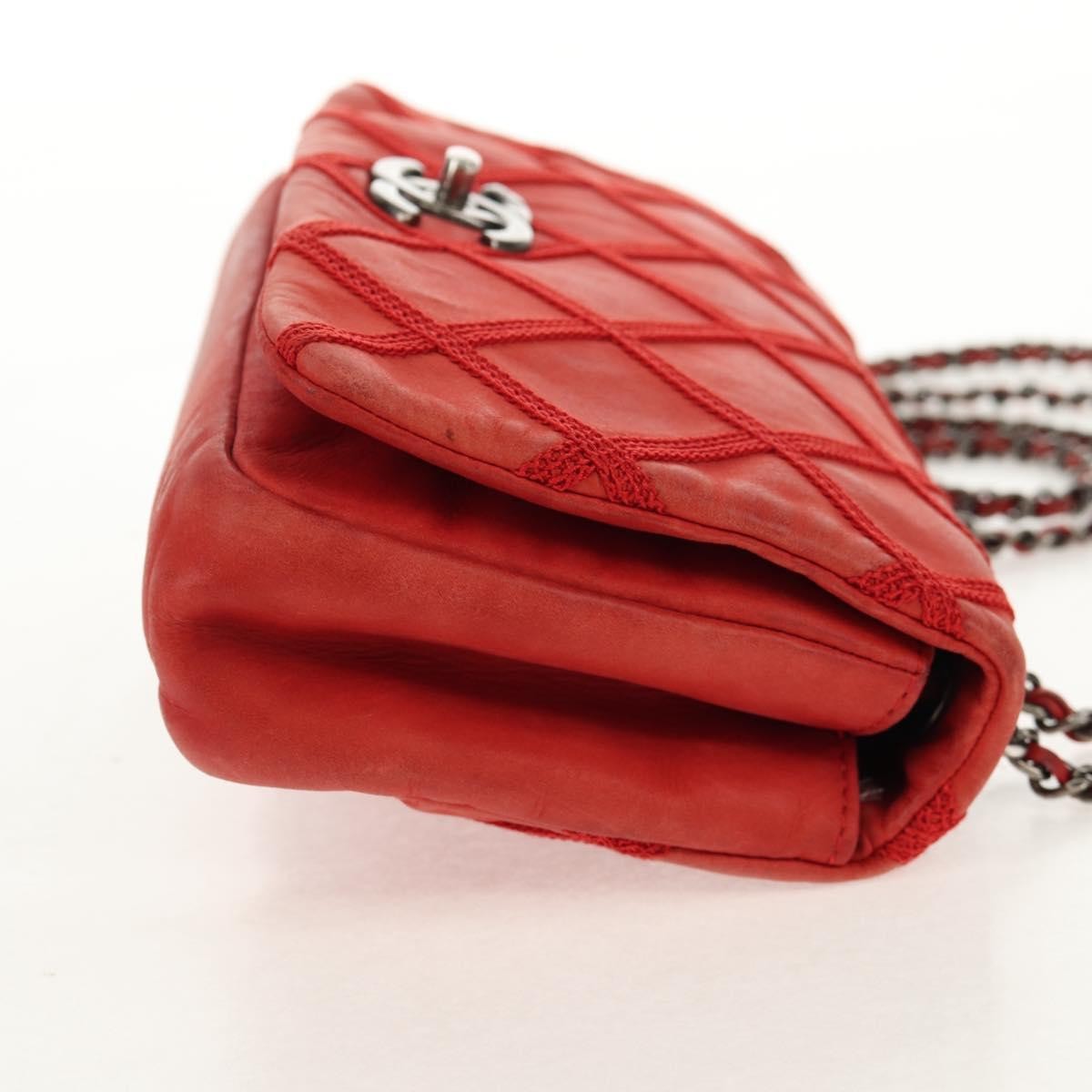 Chanel Diamond Stitch Chain Flap Bag Quilted Iridescent Calfskin, RED, LEATHER, Shoulder bag