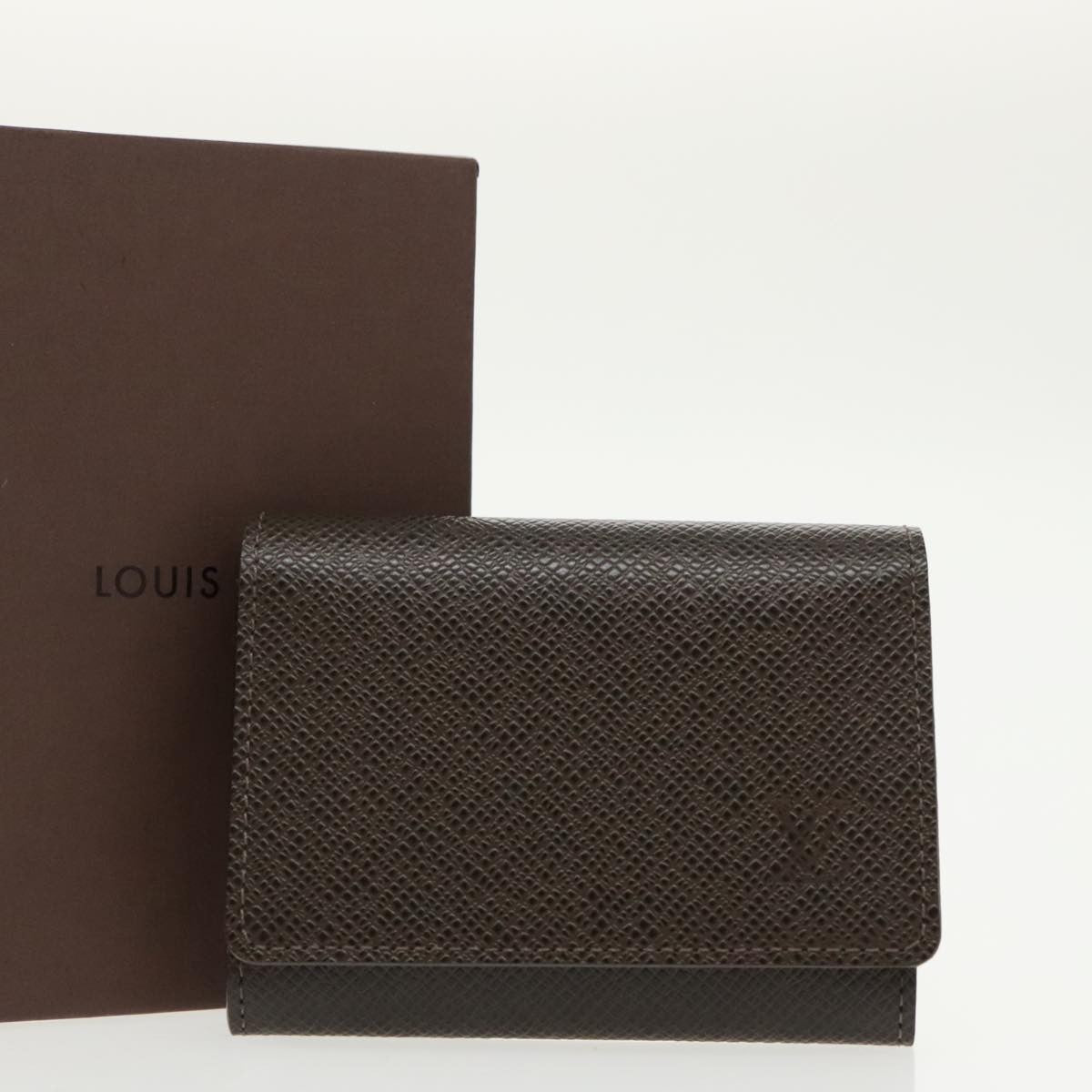Louis Vuitton Envelope Business Card Holder Taiga Leather, BROWN, LEATHER, Card Holders