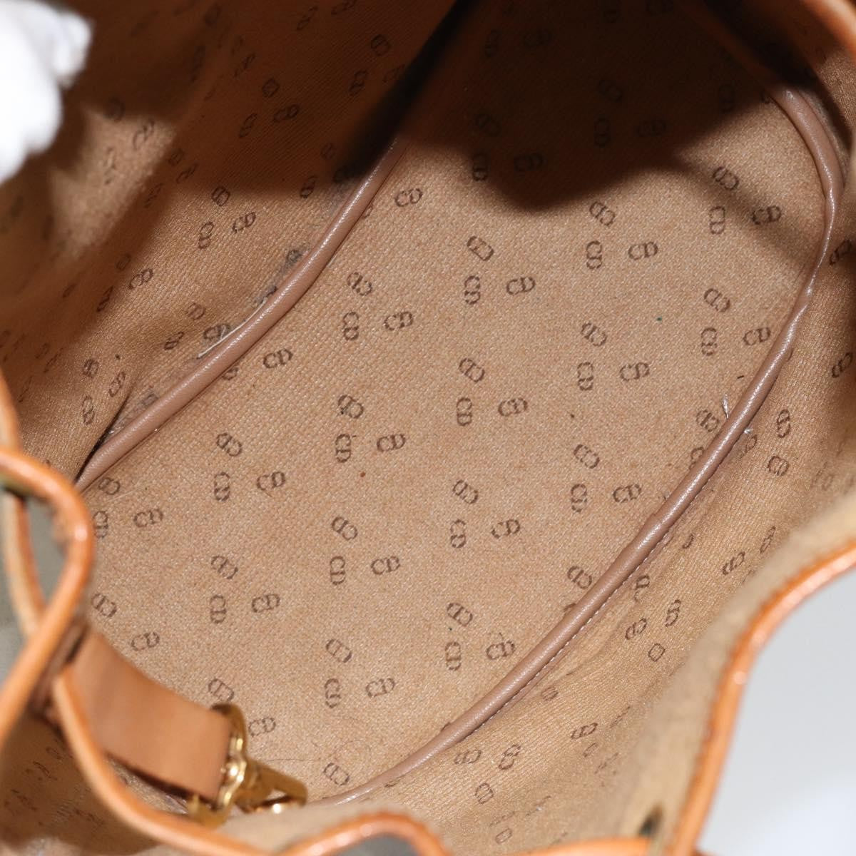 Christian Dior Drawstring Shoulder Bag Canvas and Leather, GRAY, CANVAS, Shoulder bag