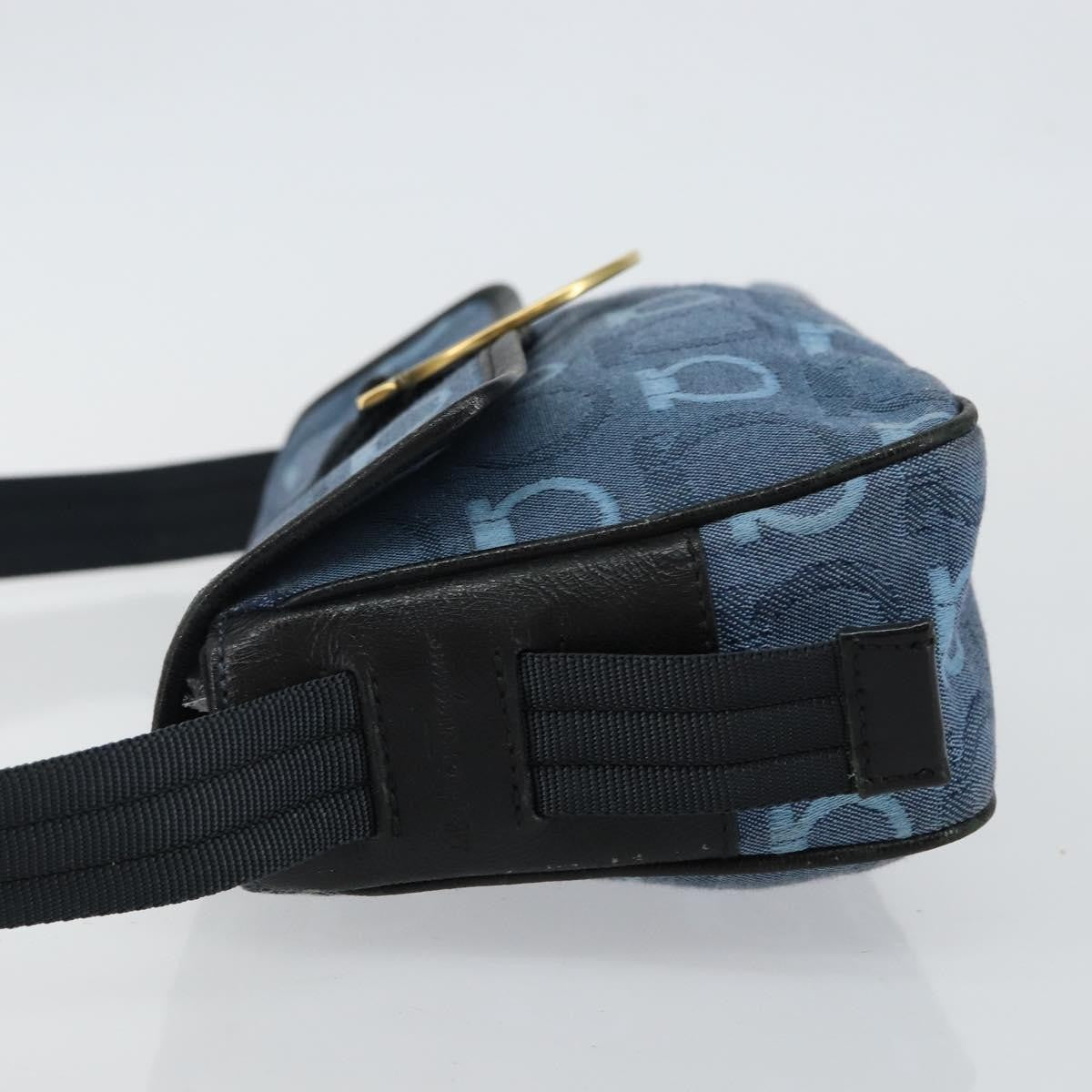 Salvatore Ferragamo Gancini Shoulder Bag Canvas, NAVY, CANVAS, Shoulder bag