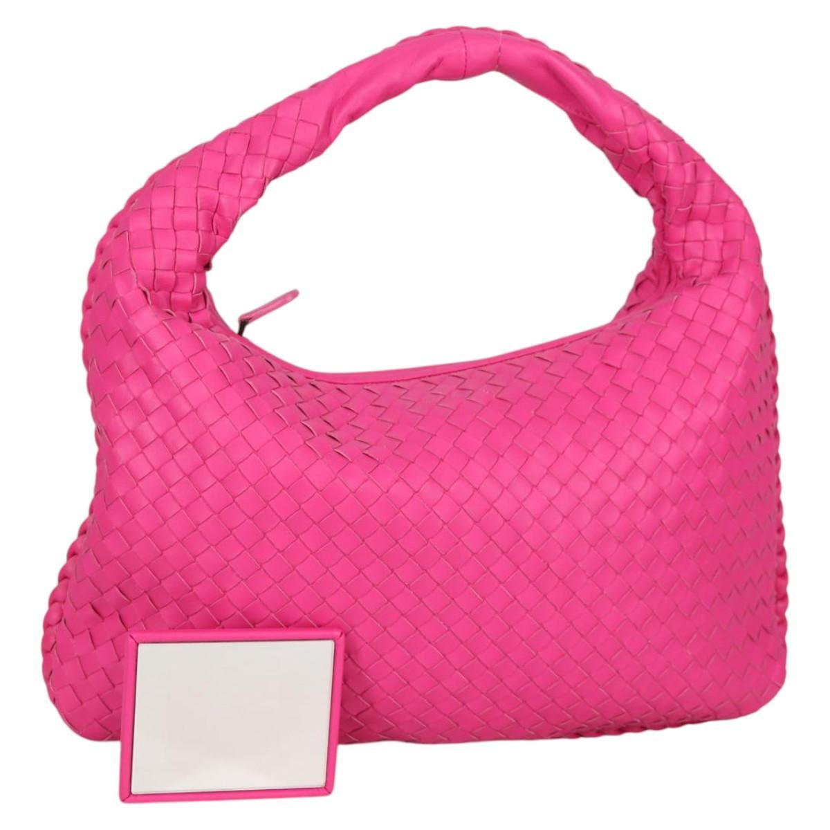 Bottega Veneta Veneta Hobo Intrecciato Nappa, PINK, LEATHER, Handbag