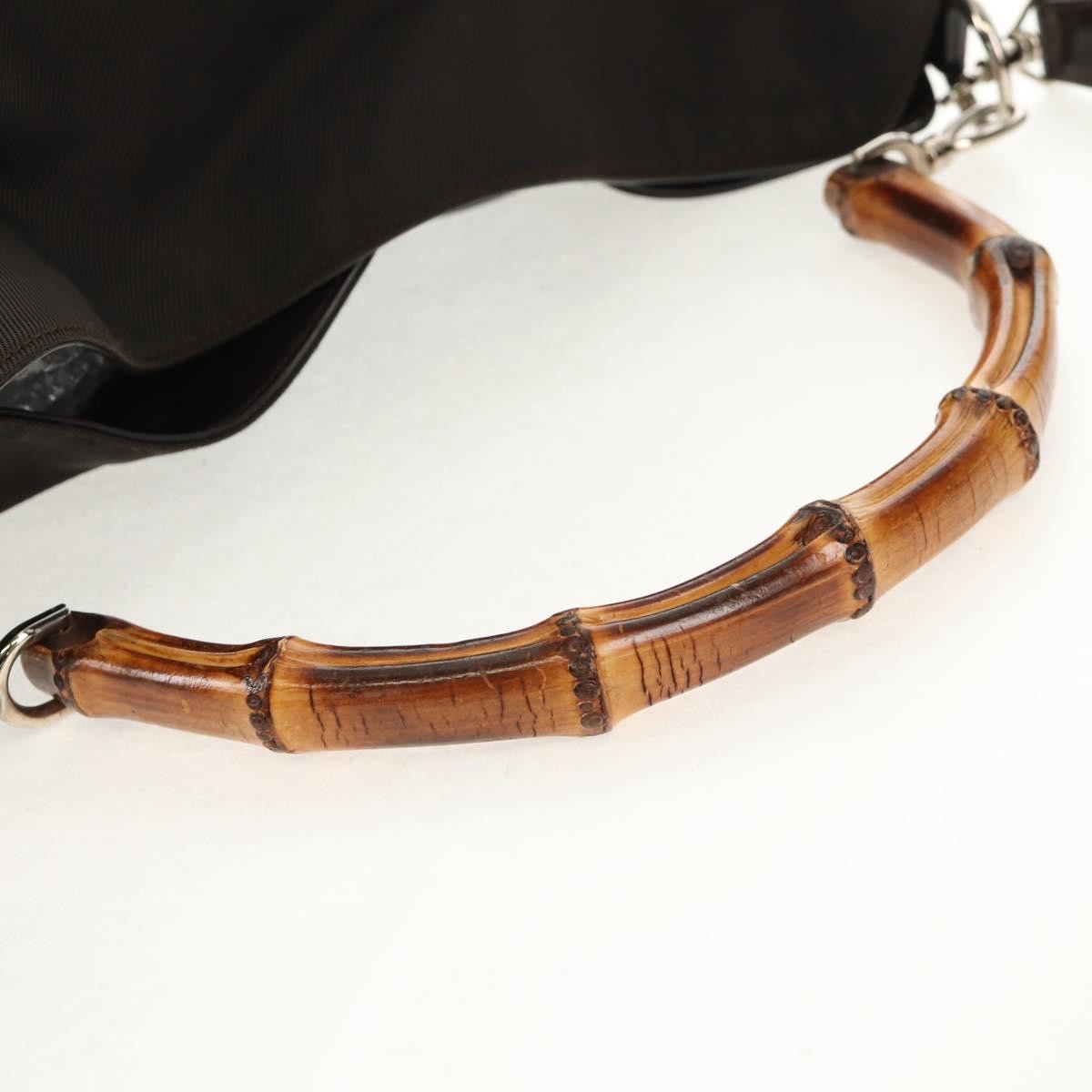 Gucci Vintage Bamboo Shoulder Bag Nylon, BROWN, NYLON, Shoulder bag