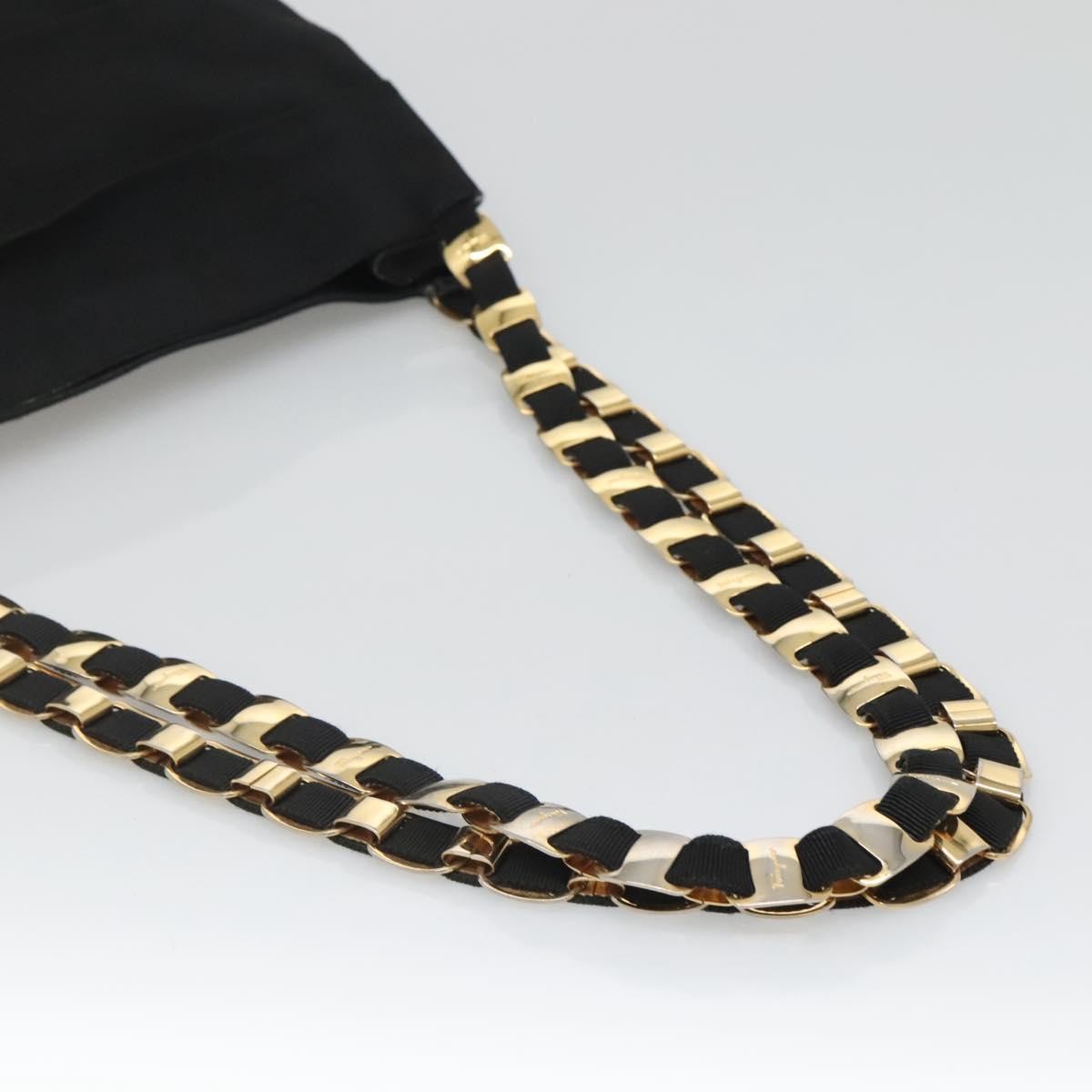 Salvatore Ferragamo Vala Shoulder Bag Canvas, BLACK, CANVAS, Shoulder bag