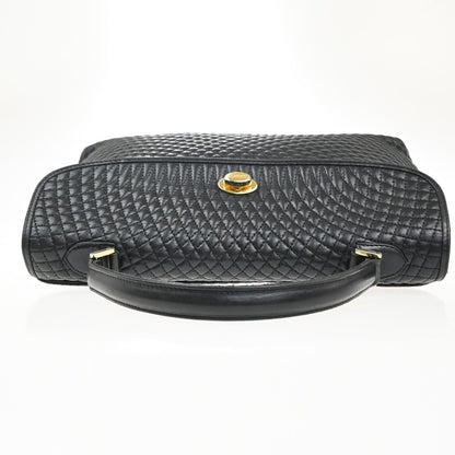 Bally Vintage Handbag Quilted Leather, BLACK, LEATHER, Handbag