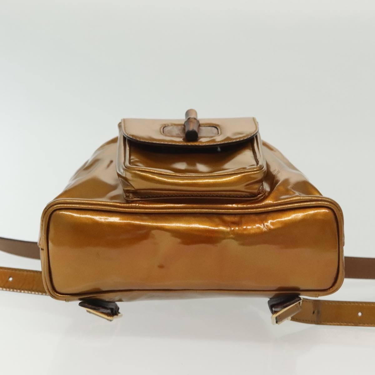 Gucci Vintage Bamboo Backpack Patent, GOLD, PATENT_LEATHER, Backpack