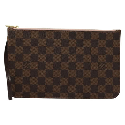 Louis Vuitton Neverfull Pochette Damier, BROWN, CANVAS, Tote bag