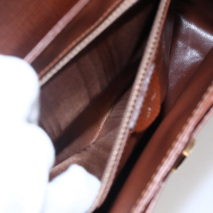 Celine Circle logo Leather, BROWN, LEATHER, Handbag